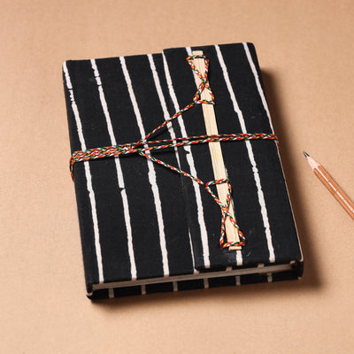 Black - Fabric Cover Handmade Paper Notebook with Thread Lock