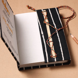 Black - Fabric Cover Handmade Paper Notebook with Thread Lock