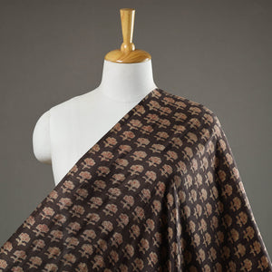 Brown - Akola Hand Block Printed Mulberry Silk Fabric 05