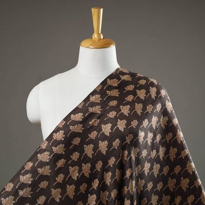 Brown - Akola Hand Block Printed Mulberry Silk Fabric 06