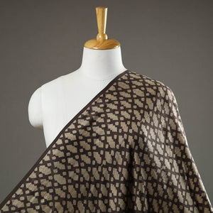 Brown - Akola Hand Block Printed Mulberry Silk Fabric 11