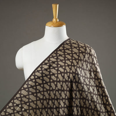 Brown - Akola Hand Block Printed Mulberry Silk Fabric 11