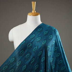 Blue - Akola Hand Block Printed Mulberry Silk Fabric 26