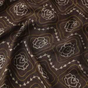 Brown - Akola Hand Block Printed Mulberry Silk Fabric 01