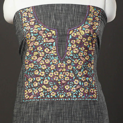 Kashida Hand Embroidery Cotton Kurta Material (2.45m) 31