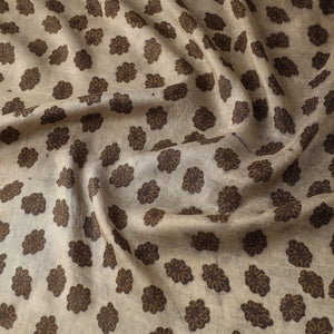 Brown - Akola Hand Block Printed Mulberry Silk Fabric 03