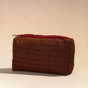 Brown - Handmade Cotton Toiletry Pouch 01