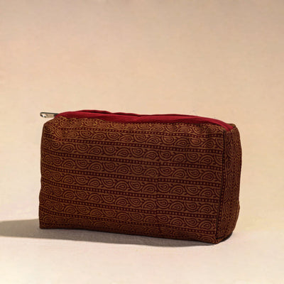 Brown - Handmade Cotton Toiletry Pouch 01