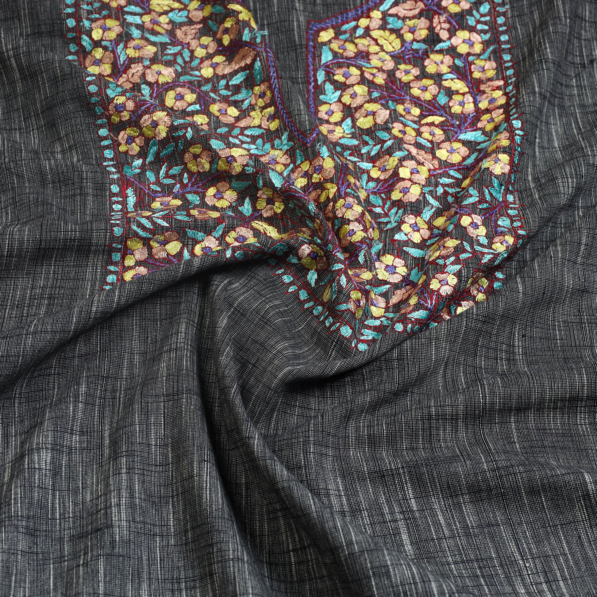 Kashida Hand Embroidery Cotton Kurta Material (2.45m) 31