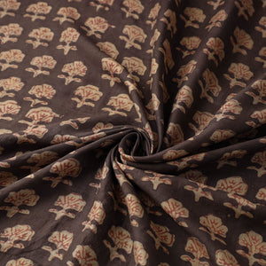 Brown - Akola Hand Block Printed Mulberry Silk Fabric 05