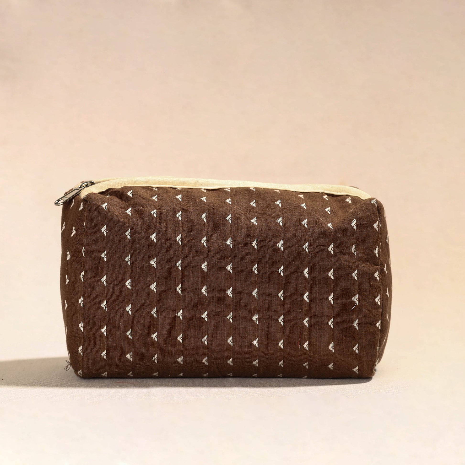 Brown - Handmade Cotton Toiletry Pouch 05