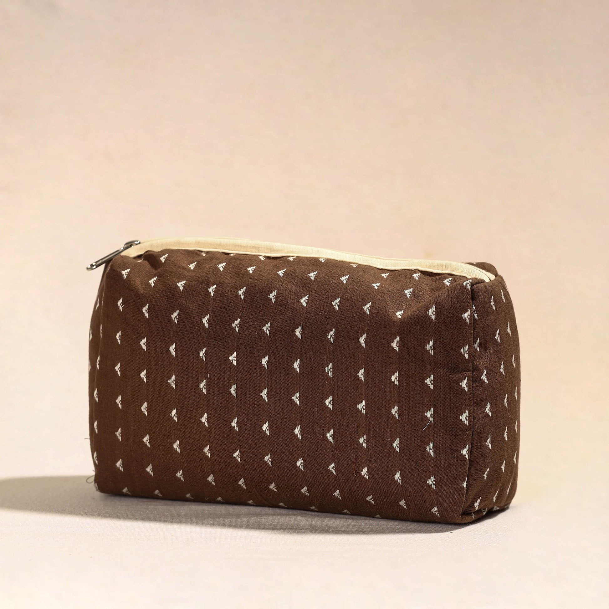 Brown - Handmade Cotton Toiletry Pouch 05