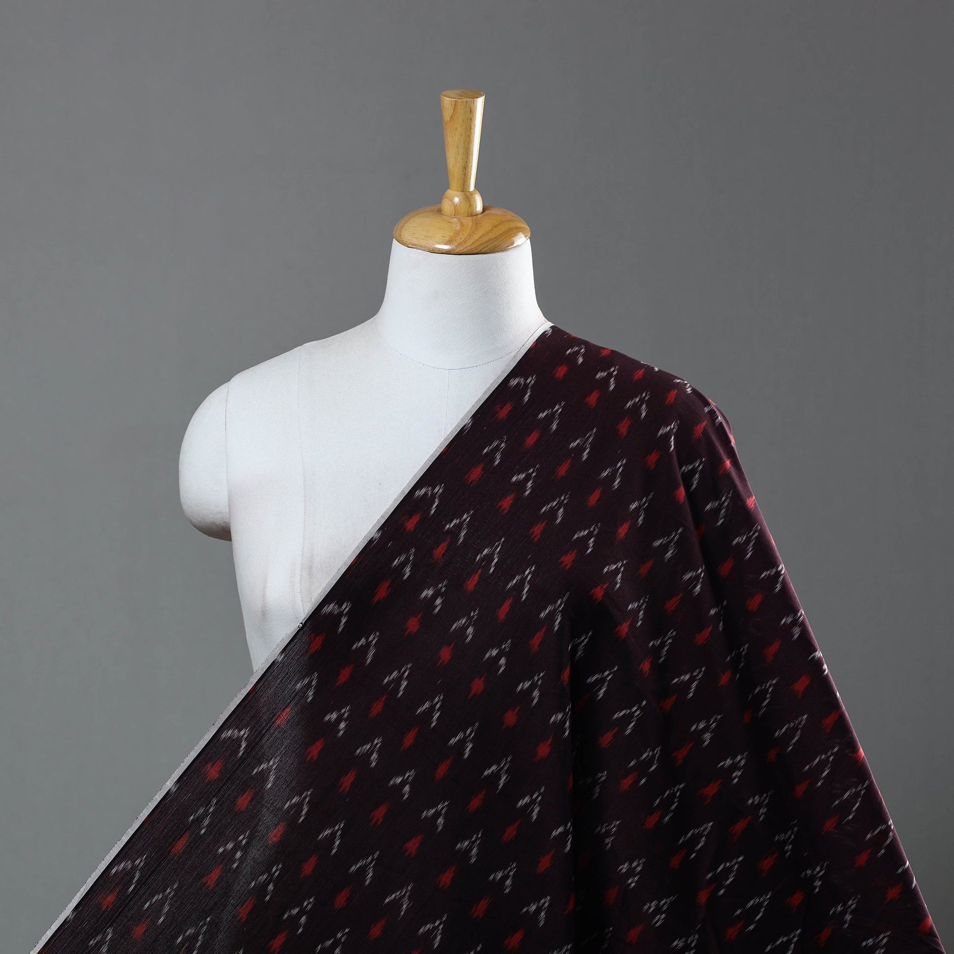 Brown - Mercerised Cotton Pochampally Ikat Fabric 15