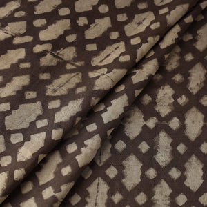 Brown - Akola Hand Block Printed Mulberry Silk Fabric 11