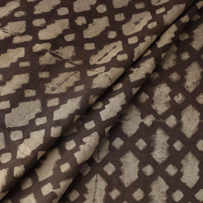 Brown - Akola Hand Block Printed Mulberry Silk Fabric 11
