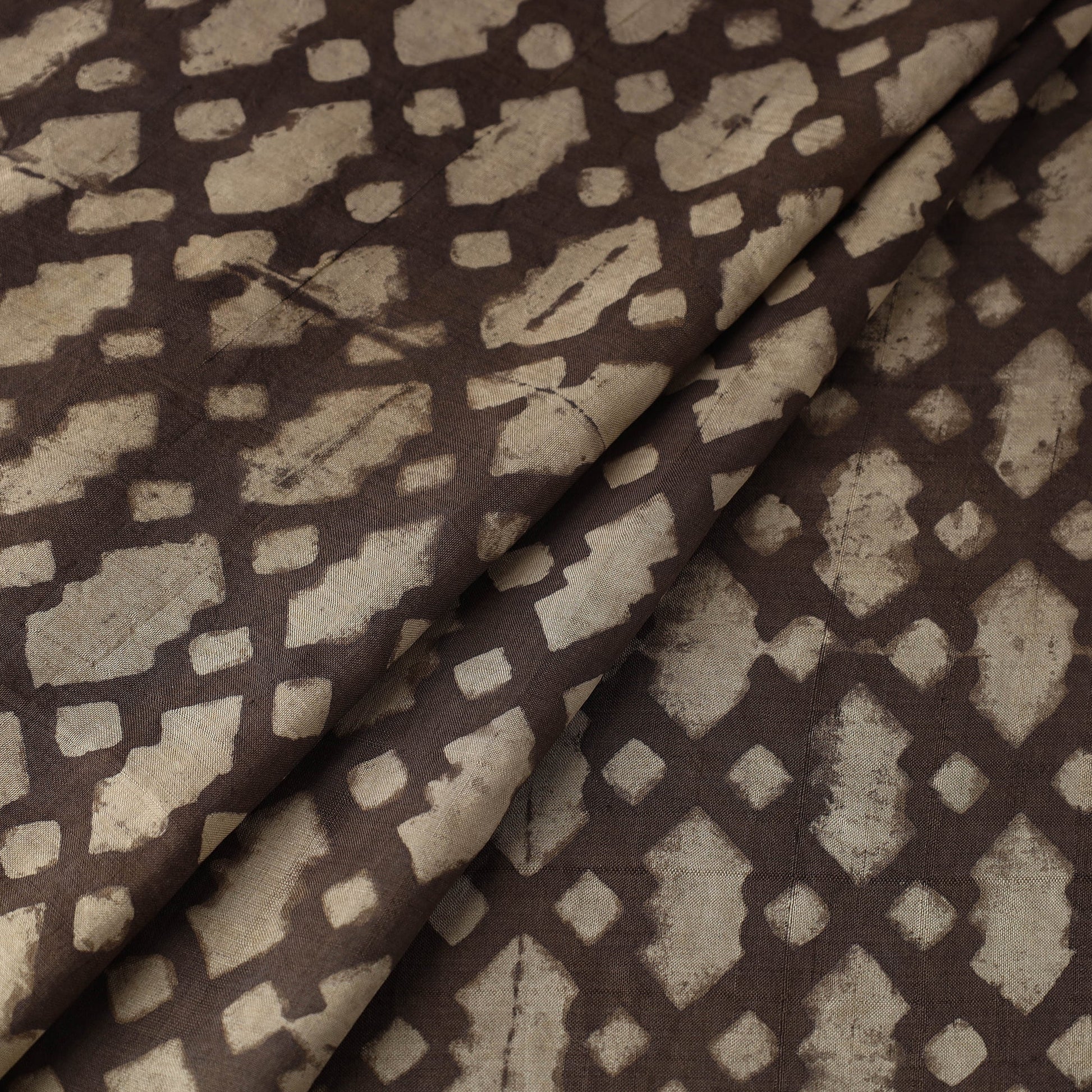 Brown - Akola Hand Block Printed Mulberry Silk Fabric 11