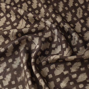 Brown - Akola Hand Block Printed Mulberry Silk Fabric 11