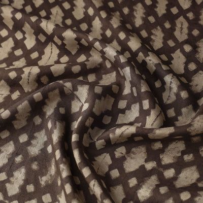 Brown - Akola Hand Block Printed Mulberry Silk Fabric 11