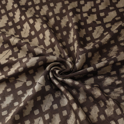 Brown - Akola Hand Block Printed Mulberry Silk Fabric 11