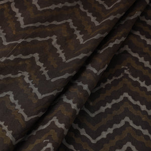 Brown - Akola Hand Block Printed Mulberry Silk Fabric 17