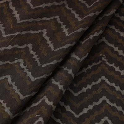 Brown - Akola Hand Block Printed Mulberry Silk Fabric 17