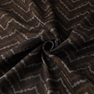 Brown - Akola Hand Block Printed Mulberry Silk Fabric 17