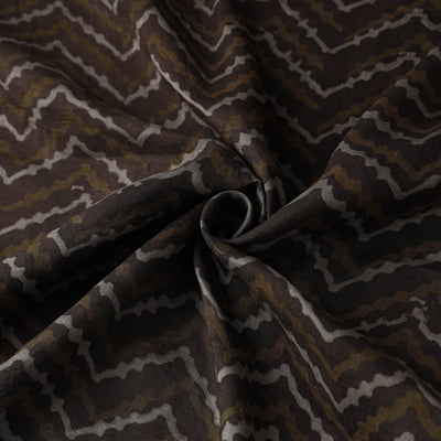 Brown - Akola Hand Block Printed Mulberry Silk Fabric 17