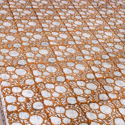 Brown - Block Print Cotton Single Sanganeri Bed Sheet 13