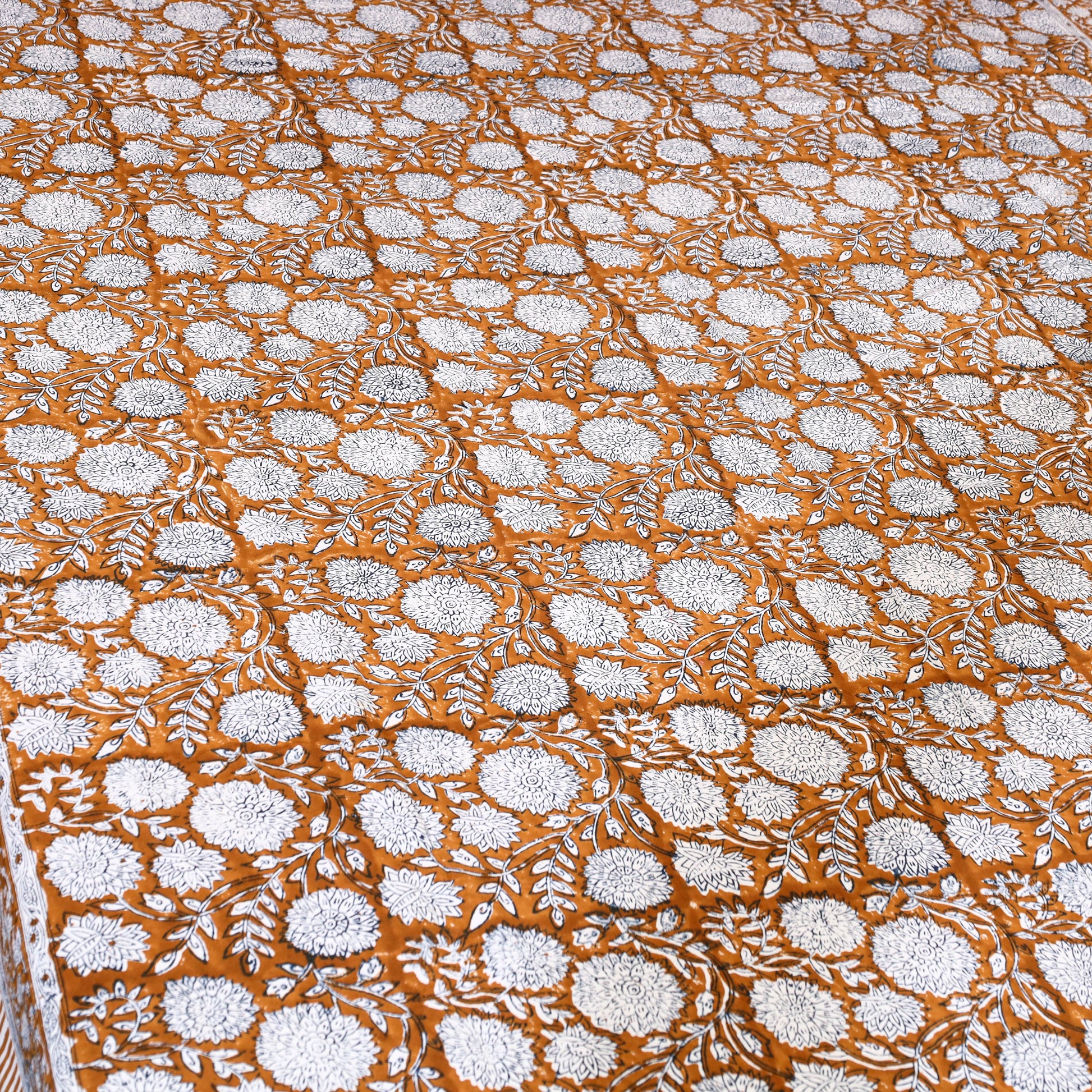 Brown - Block Print Cotton Single Sanganeri Bed Sheet 13