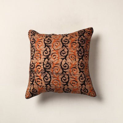 Brown - Hand Batik Printed Cotton Cushion Cover (16 x 16 in)