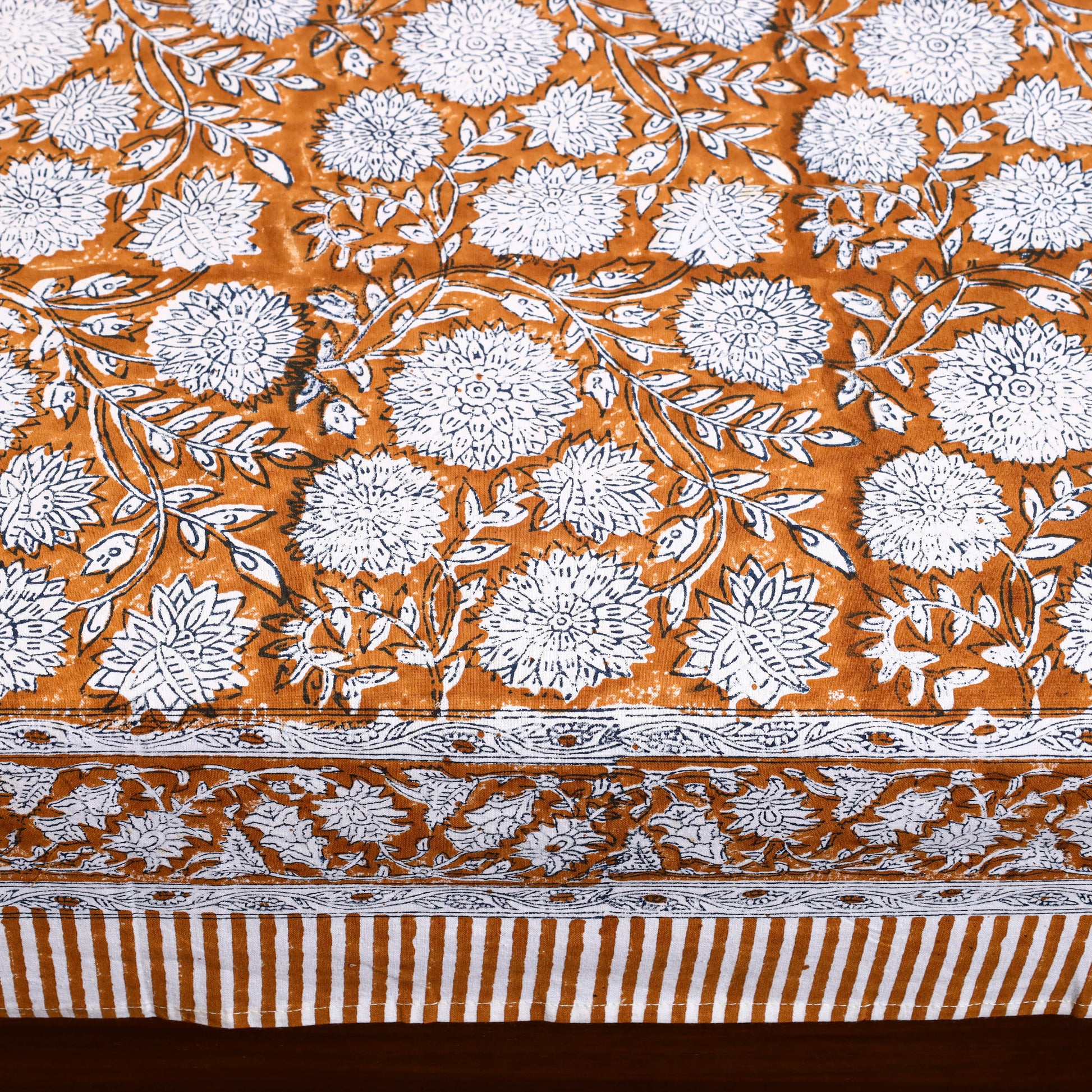 Brown - Block Print Cotton Single Sanganeri Bed Sheet 13