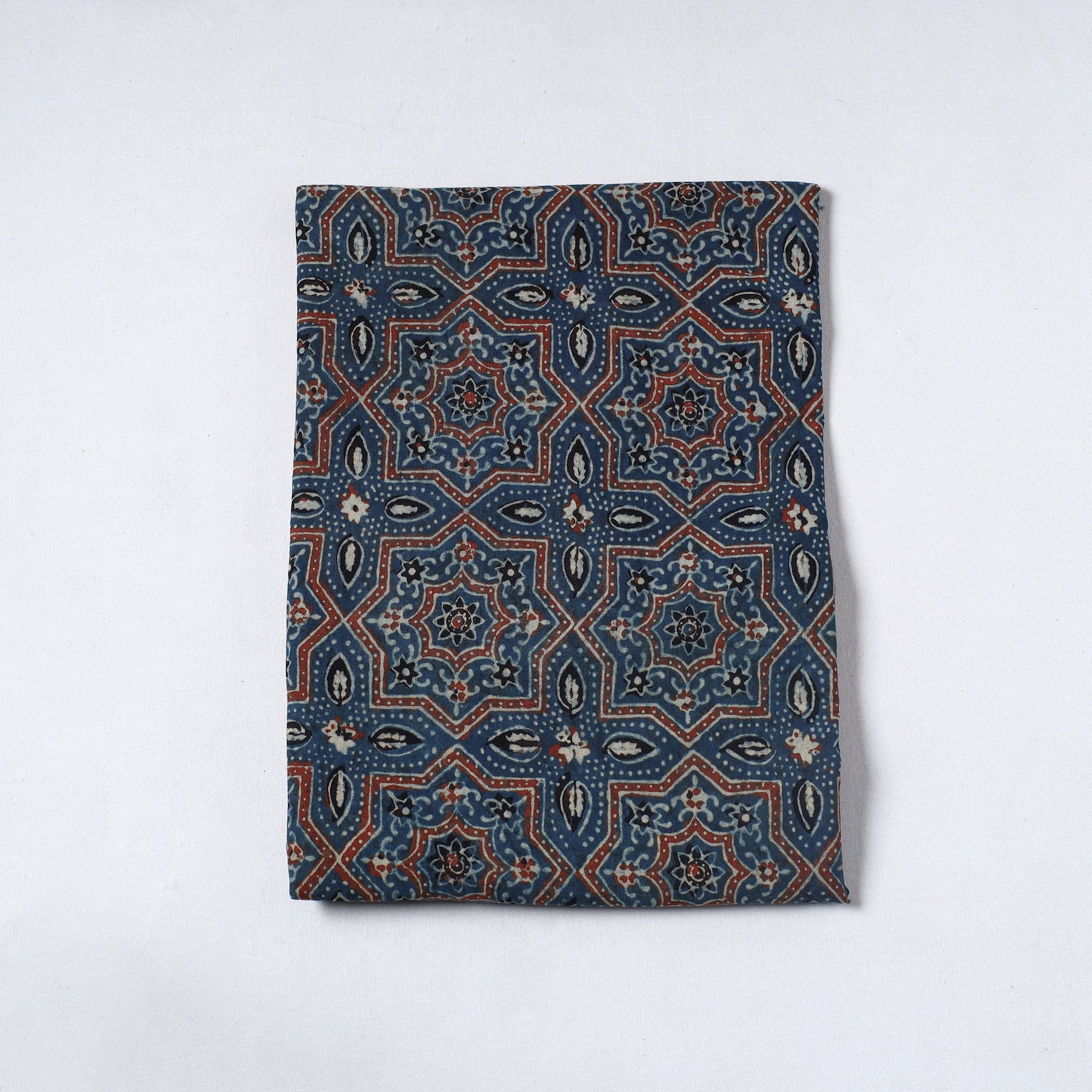 Blue - Ajrakh Block Printed Cotton Precut Fabric (1.8 meter) 18
