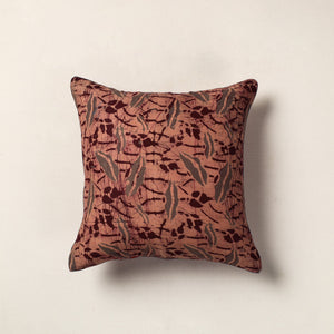 Brown - Hand Batik Printed Cotton Cushion Cover (16 x 16 in)