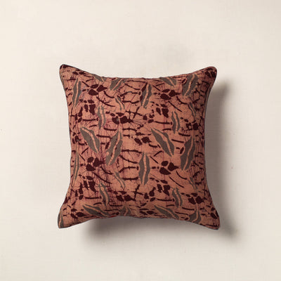 Brown - Hand Batik Printed Cotton Cushion Cover (16 x 16 in)
