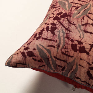 Brown - Hand Batik Printed Cotton Cushion Cover (16 x 16 in)