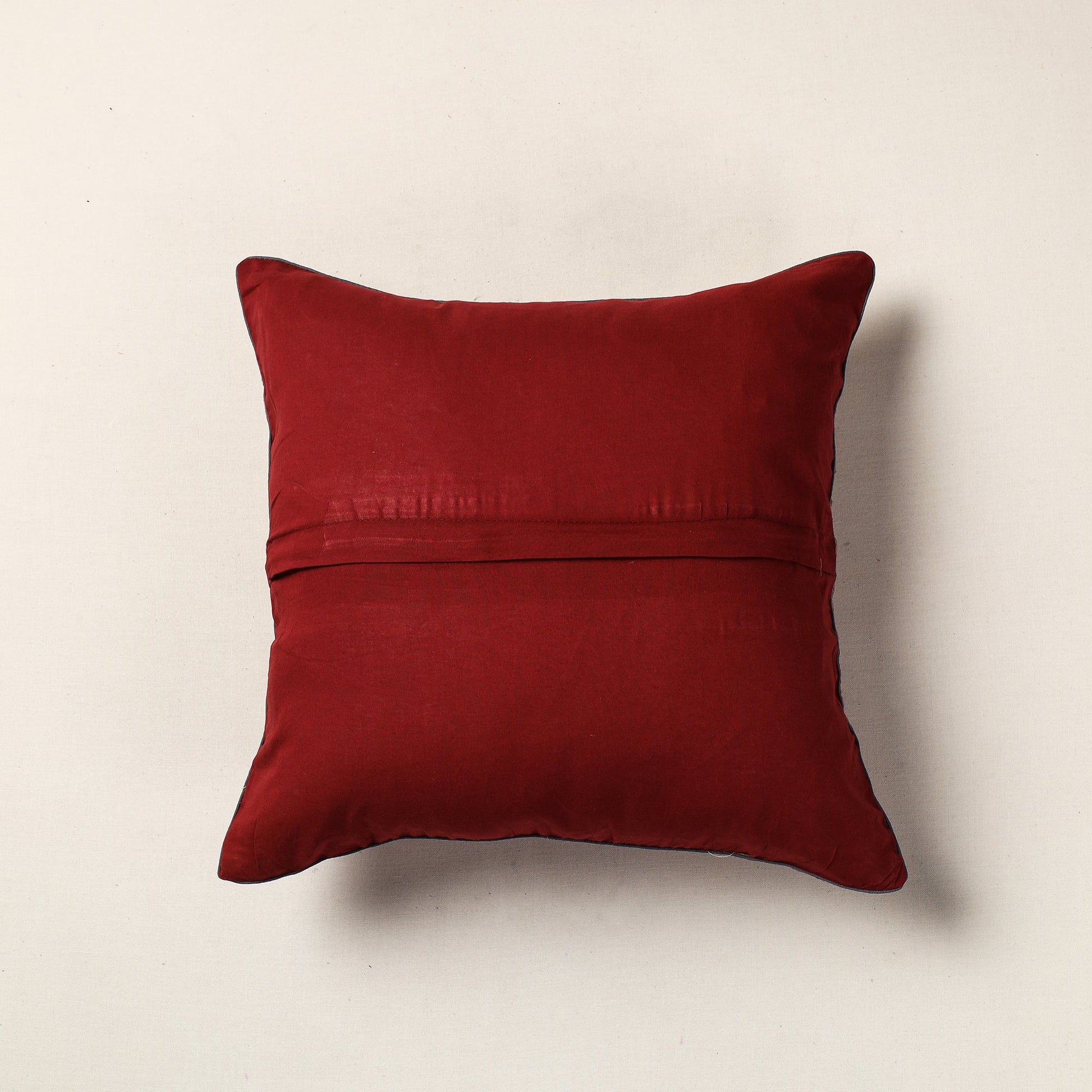 Brown - Hand Batik Printed Cotton Cushion Cover (16 x 16 in)
