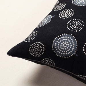Black - Hand Batik Printed Cotton Cushion Cover (16 x 16 in)