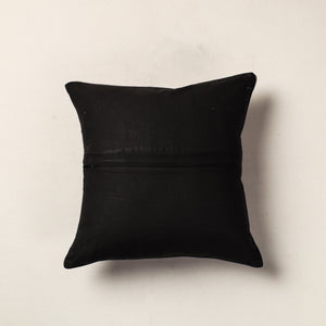 Black - Hand Batik Printed Cotton Cushion Cover (16 x 16 in)