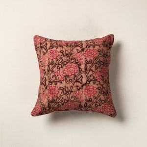 Brown - Hand Batik Printed Cotton Cushion Cover (16 x 16 in)