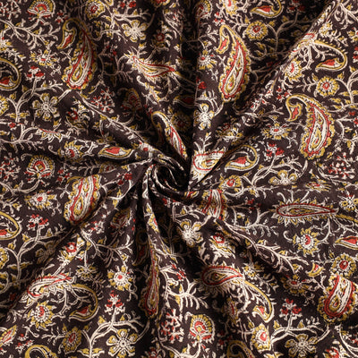 Brown - Original Pedana Kalamkari Block Printed Cotton Table Cover (46 x 43 in)