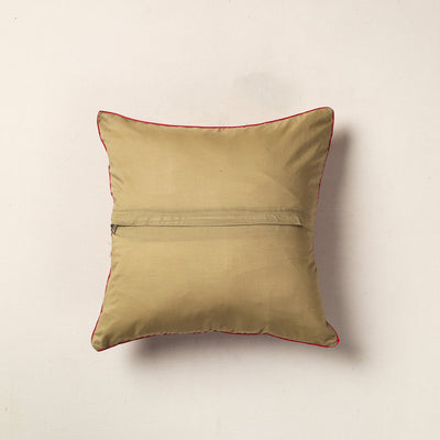 Brown - Hand Batik Printed Cotton Cushion Cover (16 x 16 in)
