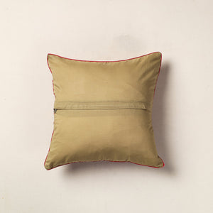 Brown - Hand Batik Printed Cotton Cushion Cover (16 x 16 in)