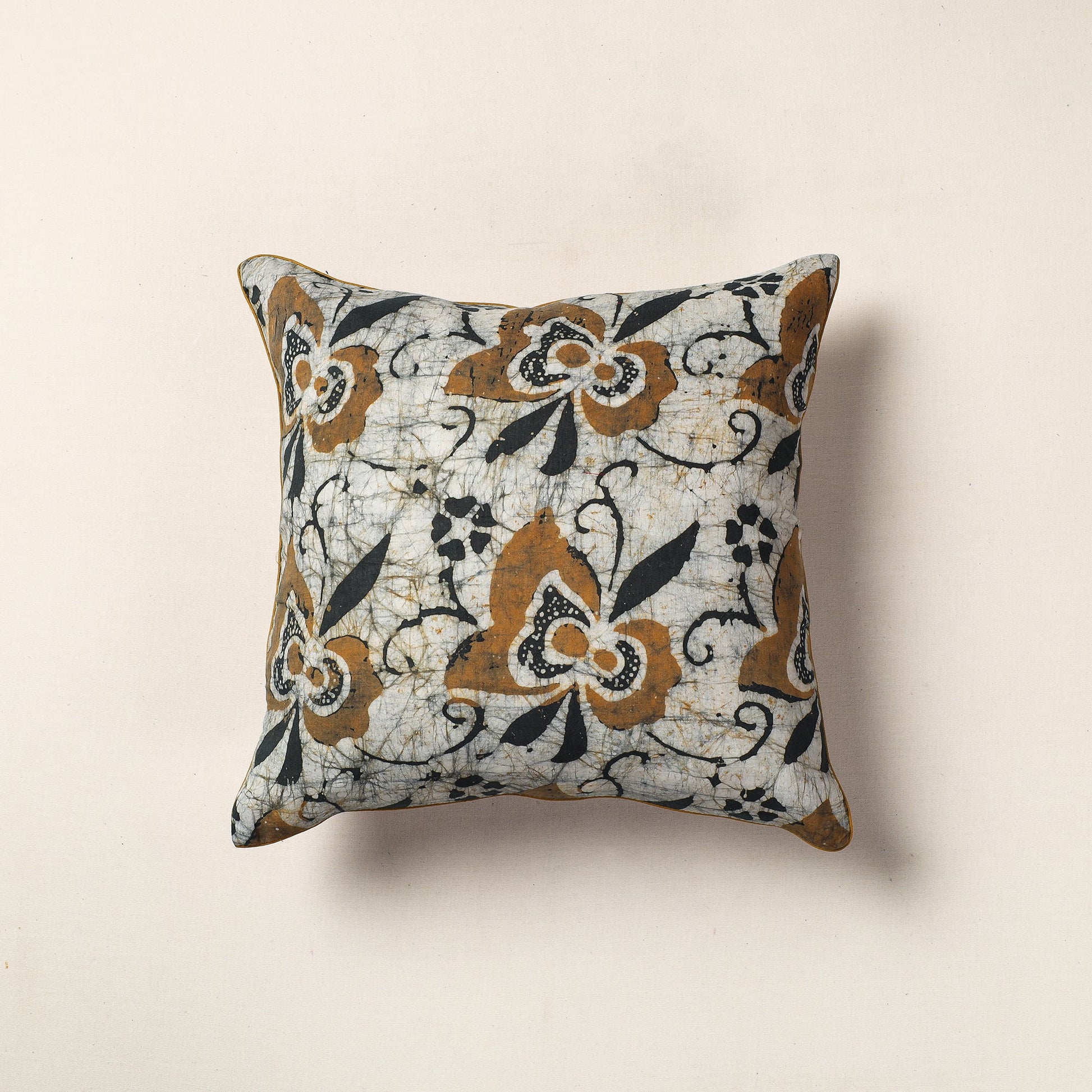 Brown - Pure Cotton Hand Batik Cushion Cover (18 x 18 in)