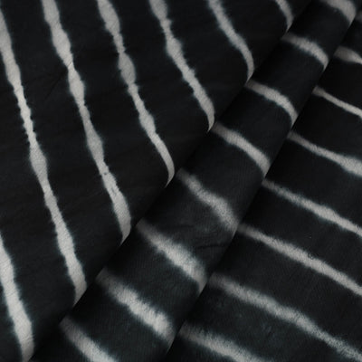 Black - Leheriya Tie-Dye Chanderi Silk Fabric 04