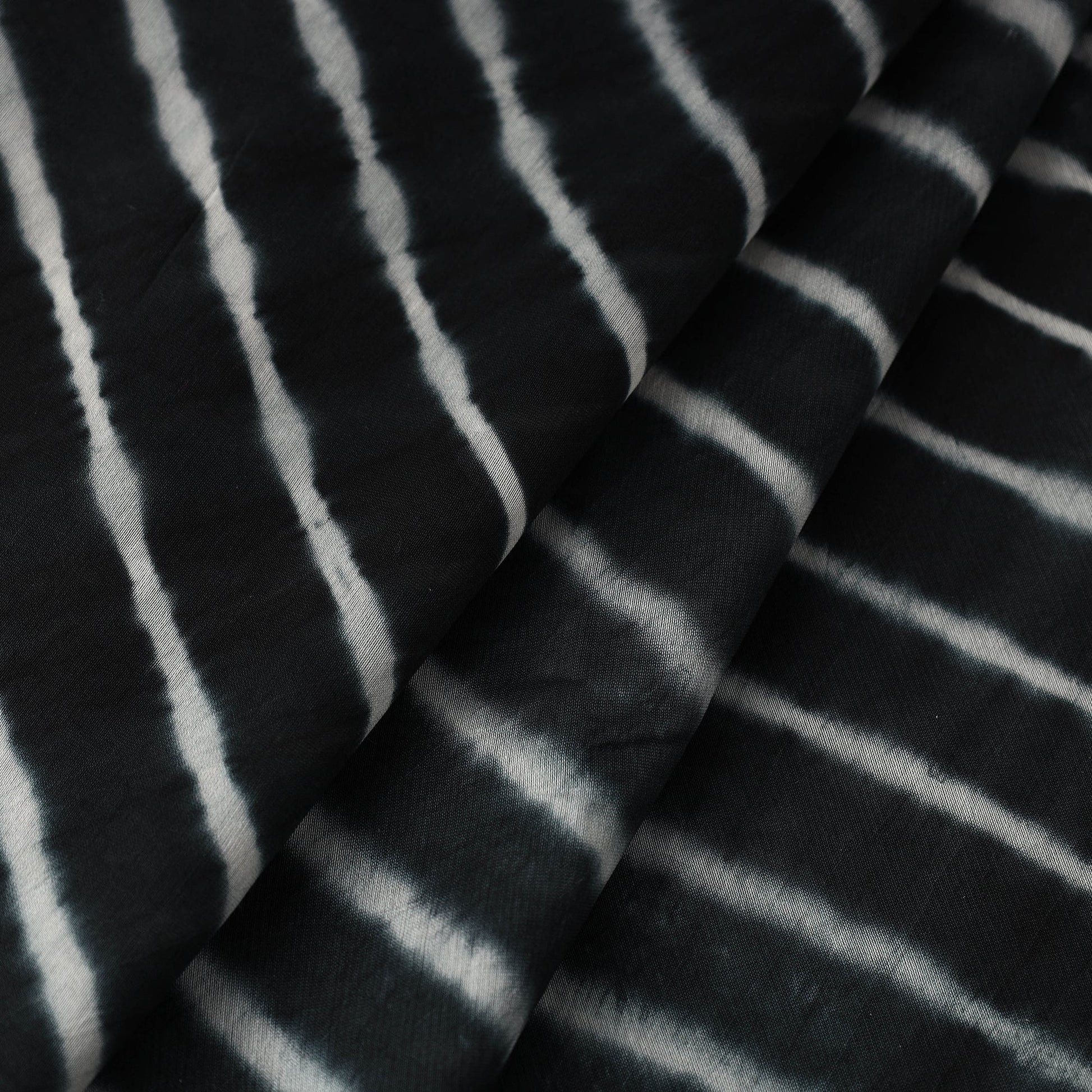 Black - Leheriya Tie-Dye Chanderi Silk Fabric 04