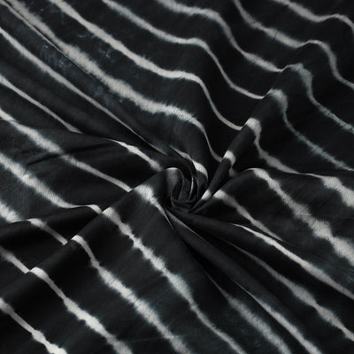 Black - Leheriya Tie-Dye Chanderi Silk Fabric 04