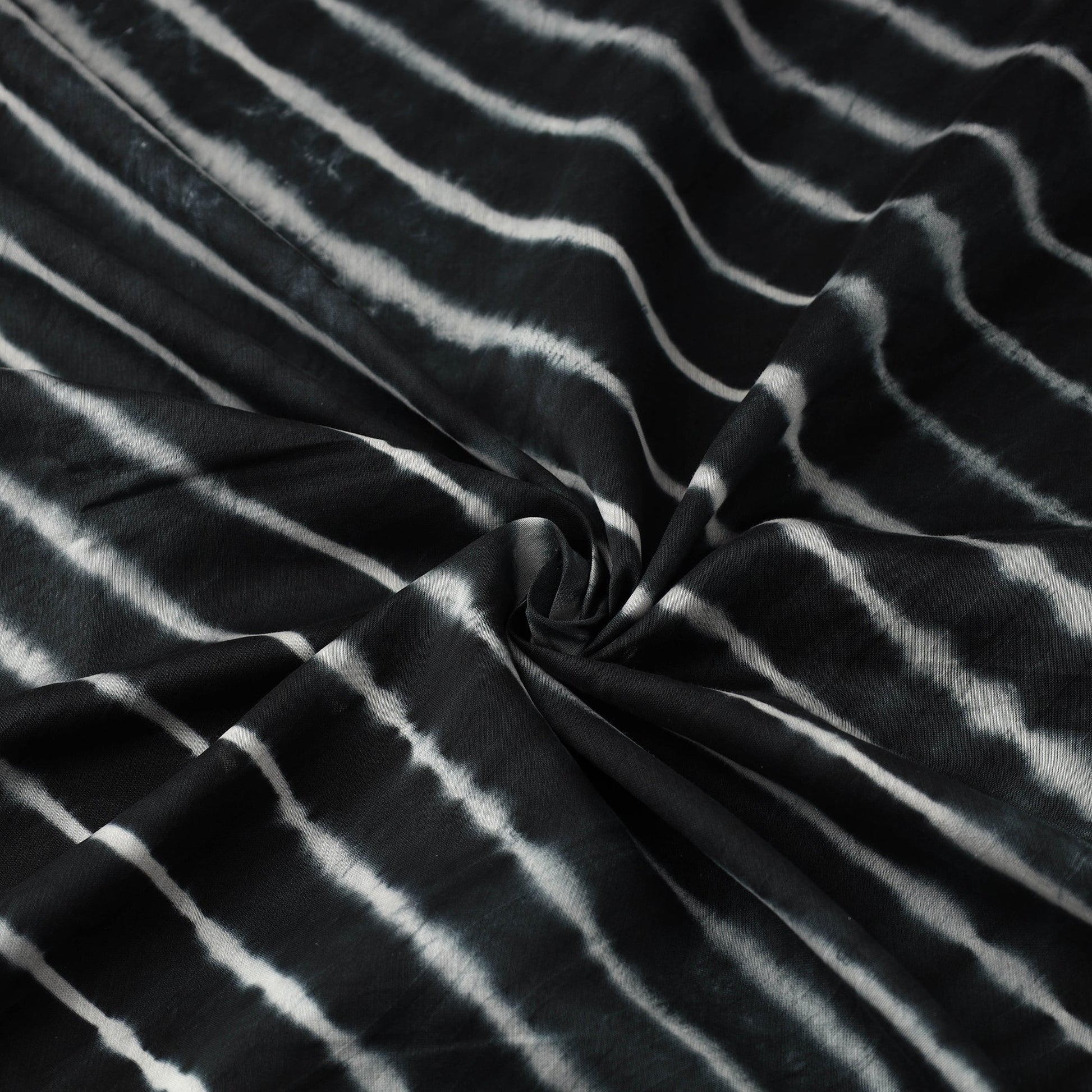Black - Leheriya Tie-Dye Chanderi Silk Fabric 04