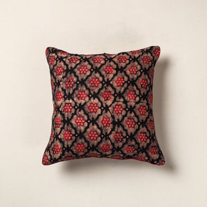 Brown - Hand Batik Printed Cotton Cushion Cover (16 x 16 in)
