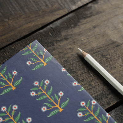 Blue - Flower Motif Handmade Notebook