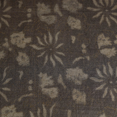 Brown - Pure Wool Handloom Akola Print Fabric 04